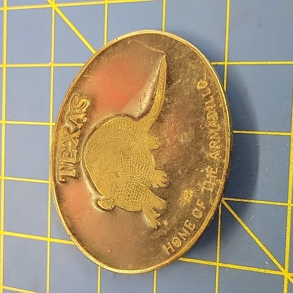 Texas Home of the Armadillo - Belt Buckle Front See photo for details
